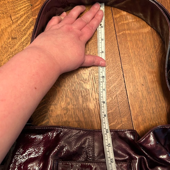 Kooba Elisha Bow Patent Leather Merlot Hobo Handbag - Picture 11 of 12